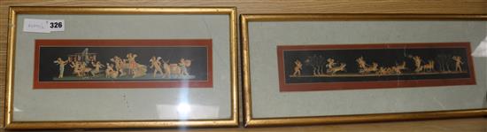 A pair of prints of amorini 3.5 x 13in.